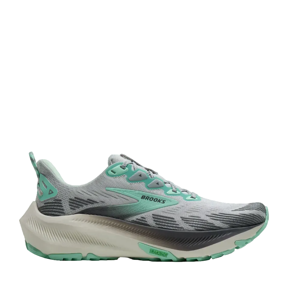 Brooks Women's Ghost Trail Running Shoes in Harbour Mist/Poppy/Yucca, side view