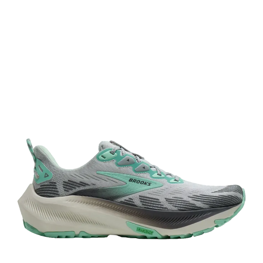Brooks Women's Ghost Trail Running Shoes in Harbour Mist/Poppy/Yucca, side view