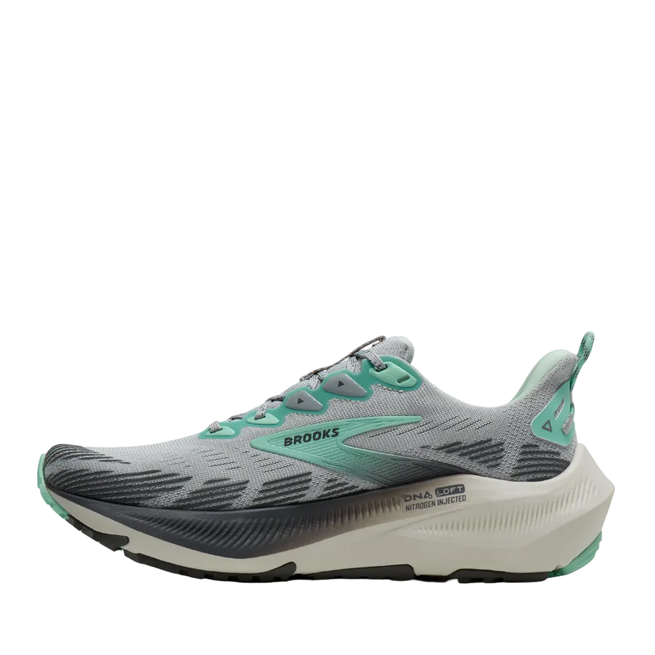 Brooks Women's Ghost Trail Running Shoes in Harbour Mist/Poppy/Yucca, side view