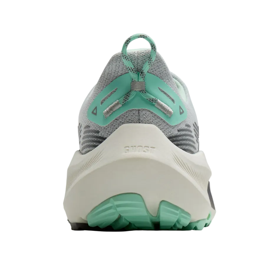 Brooks Women's Ghost Trail Running Shoes in Harbour Mist/Poppy/Yucca, heel