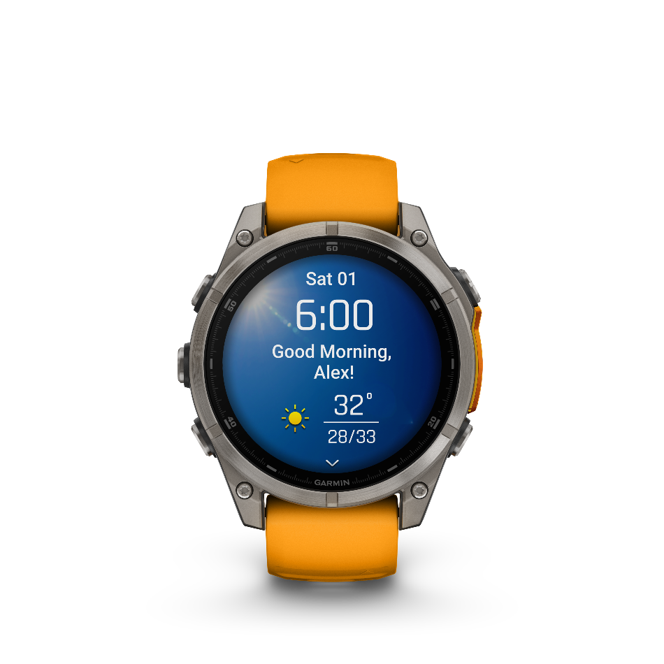 Garmin Fenix 8, 47mm, AMOLED, Sapphire, Titanium and Graphite with Spark Orange and Graphite Band