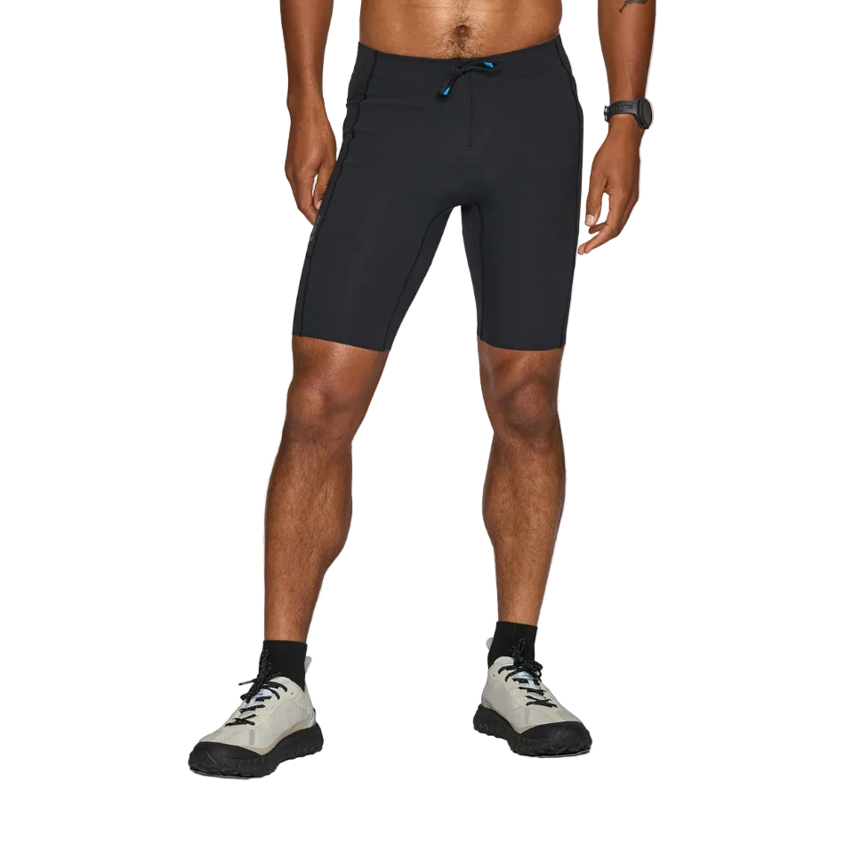 Janji Men's 8" Trail Half Tight in Midnight, model front view