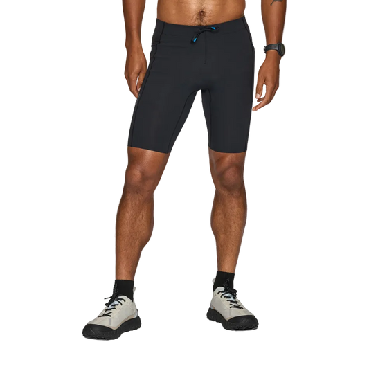 Janji Men's 8" Trail Half Tight in Midnight, model front view