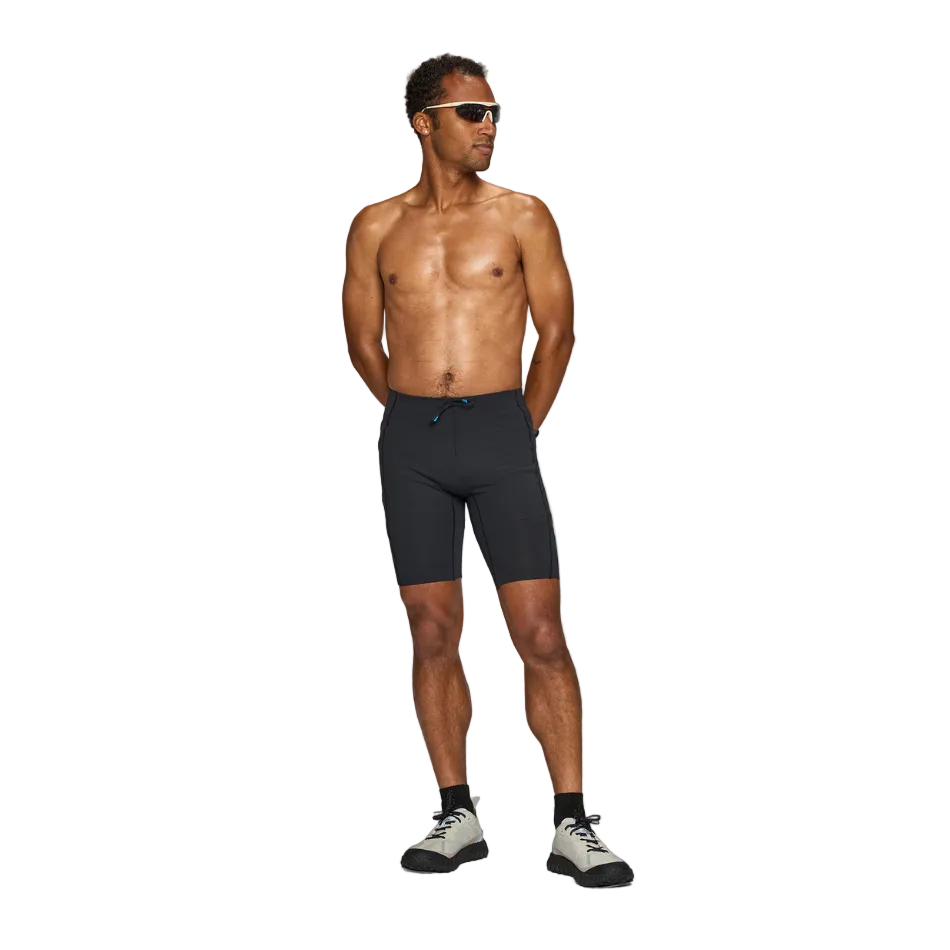 Janji Men's 8" Trail Half Tight in Midnight, model front view