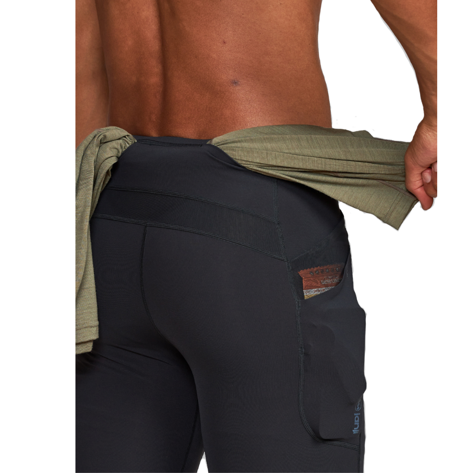 Janji Men's Trail Tight in Midnight, rear pocket