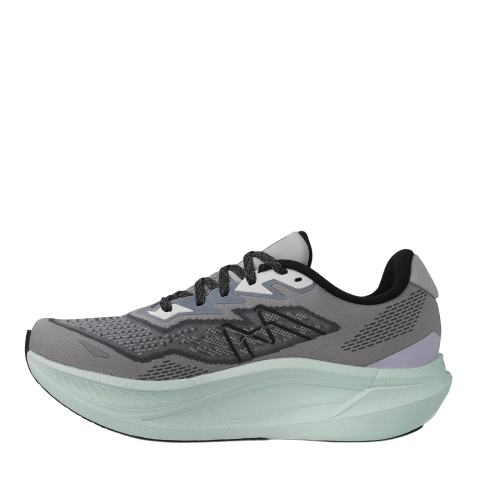 Up & Running Karhu Fusion 5.0 women's running shoes in ultimate grey and pale aqua with breathable IdealKnit mesh.