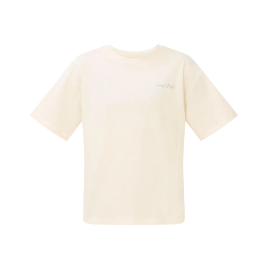 Mindful Moves Graphic T-Shirt in Dove White/Faded Blue/Graphic Script, front view