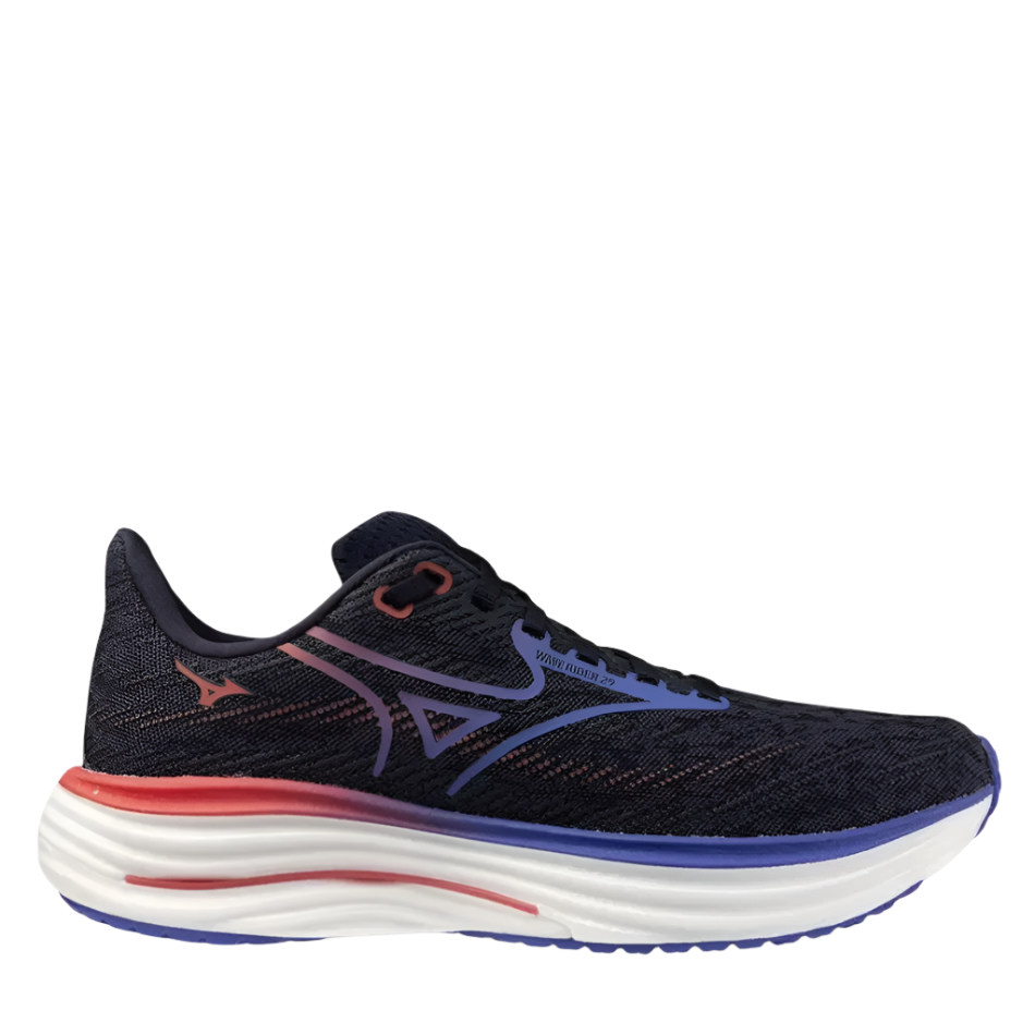 Mizuno Women's Wave Rider 29 Running Shoes in Odyssey Gray/Iris Bloom/Calypso Coral AW25