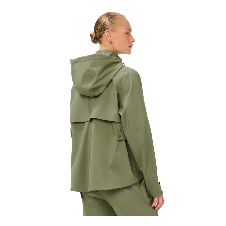Motion Waterproof Cropped Parka in Bracken Green, model back view