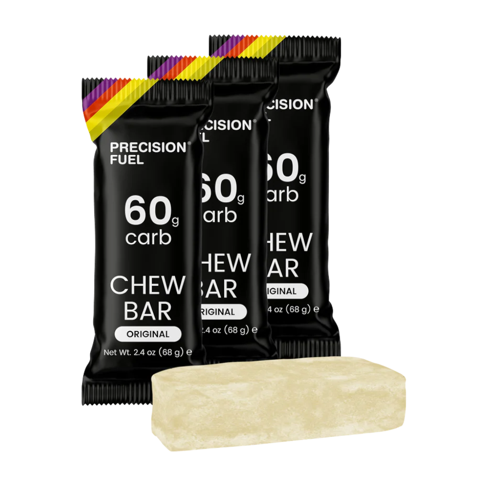 Up & Running Precision Fuel 60 Chew Bar original flavour energy bar with 60g carbohydrates for endurance athletes