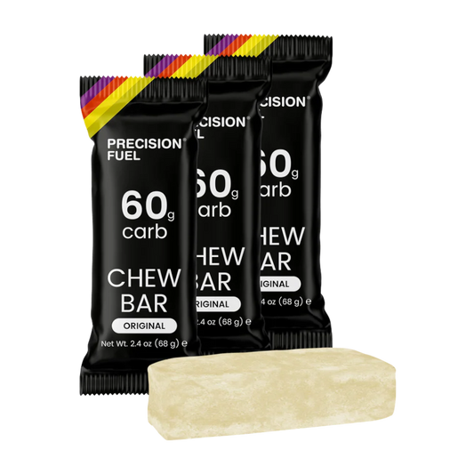 Up & Running Precision Fuel 60 Chew Bar original flavour energy bar with 60g carbohydrates for endurance athletes