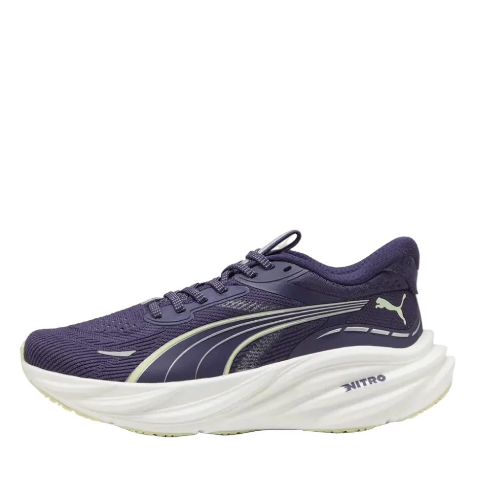 PUMA Women's Magnify NITRO 3 Running Shoes in Deep Plum/Apple Spritz, side view