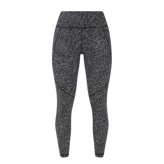 Power 7/8 Workout Leggings in Black Micro Dot Print, front view