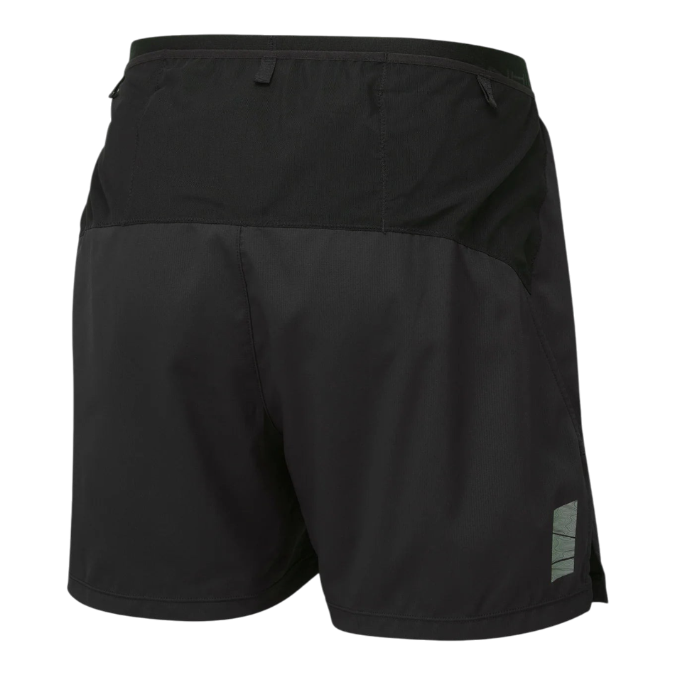 Back view of Up & Running Ronhill Men's Tech All-Terrain 5 inch running shorts in black with storage waistband