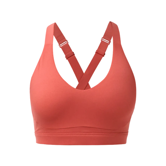 Sweaty Betty Power Pulse Bra in Terrazzo Red, front view