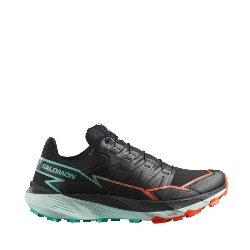 Salomon Men's Thundercross Running Shoes in Black/Cherry Tomato/Electric Green