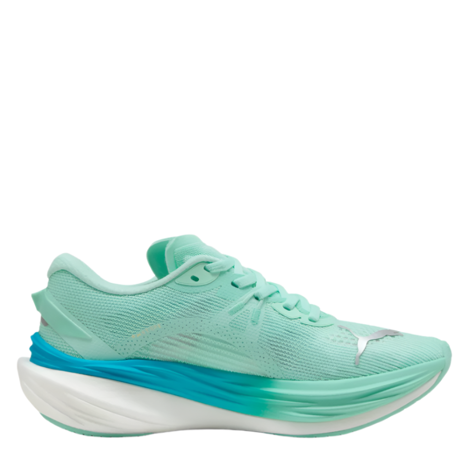PUMA Women's Deviate NITRO 3 Running Shoes in Mint Melt/Speed Blue AW25