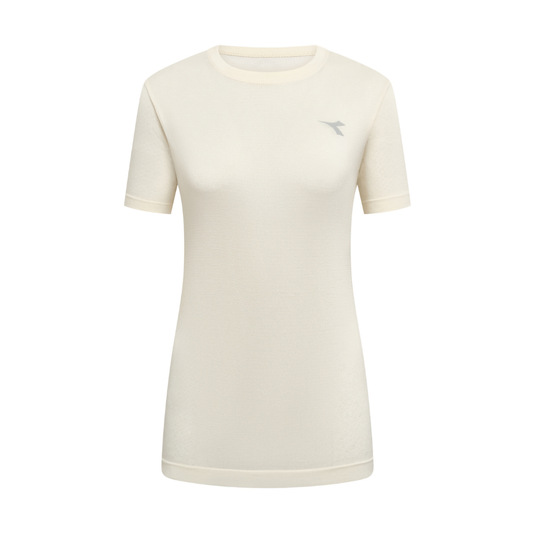 Diadora Women's Short Sleeved T-shirt Stratouno in Winter White SS26