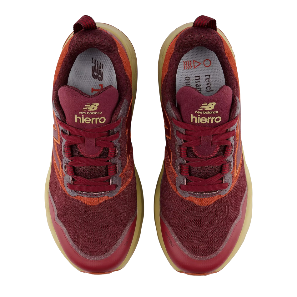 Up & Running New Balance Women's Hierro v9 trail running shoes in mulled wine with Fresh Foam X and Vibram outsole