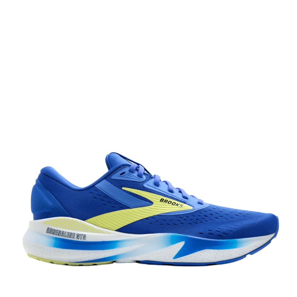 Brooks Men s Adrenaline GTS 24 Running Shoes in Cobalt Neo Yellow Peacoat SS25 Running Trainers Clothing and Accessories