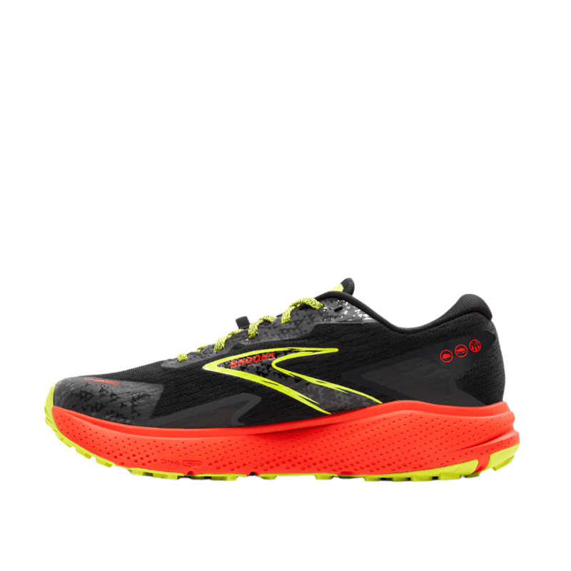 Brooks Shoes Brooks Men's Divide 5 GTX Trail Running Shoe in Black/Cherry/Lime - Up and Running