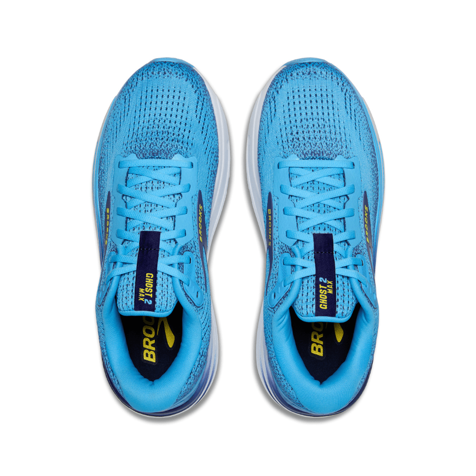 Brooks Men s Ghost Max 2 Running Shoes in Bonnie Blue Blue Ribbon Yellow SS25 Running Trainers Clothing and Accessories