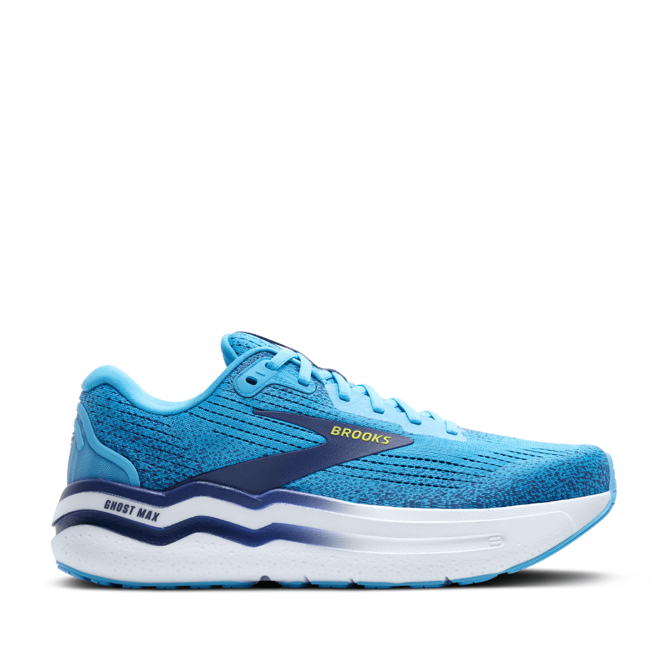 Brooks Men s Ghost Max 2 Running Shoes in Bonnie Blue Blue Ribbon Yellow SS25 Running Trainers Clothing and Accessories