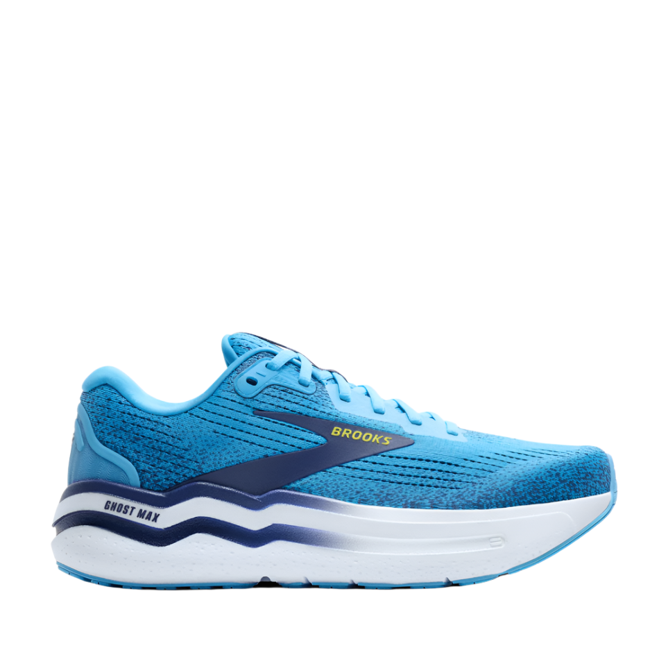 Brooks Men s Ghost Max 2 Running Shoes in Bonnie Blue Blue Ribbon Yellow SS25 Running Trainers Clothing and Accessories