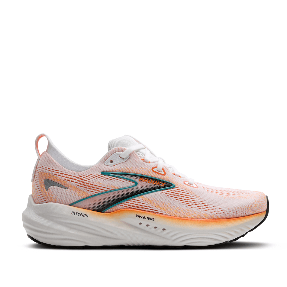 Brooks Shoes Brooks Men's Glycerin 22 Running Shoes in White/Orange/Green Blue Slate SS25 - Up and Running