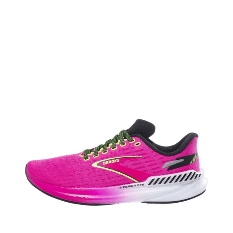 Brooks Shoes Brooks Women's Hyperion GTS Running Shoes in Pink/Glo Green/Black AW23 - Up and Running