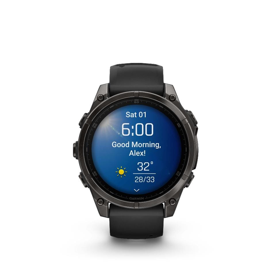 Garmin Electronics Garmin Fenix 8, 47mm, AMOLED, Sapphire, Carbon Grey Titanium and Black with Black and Pebble Grey Band - Up and Running