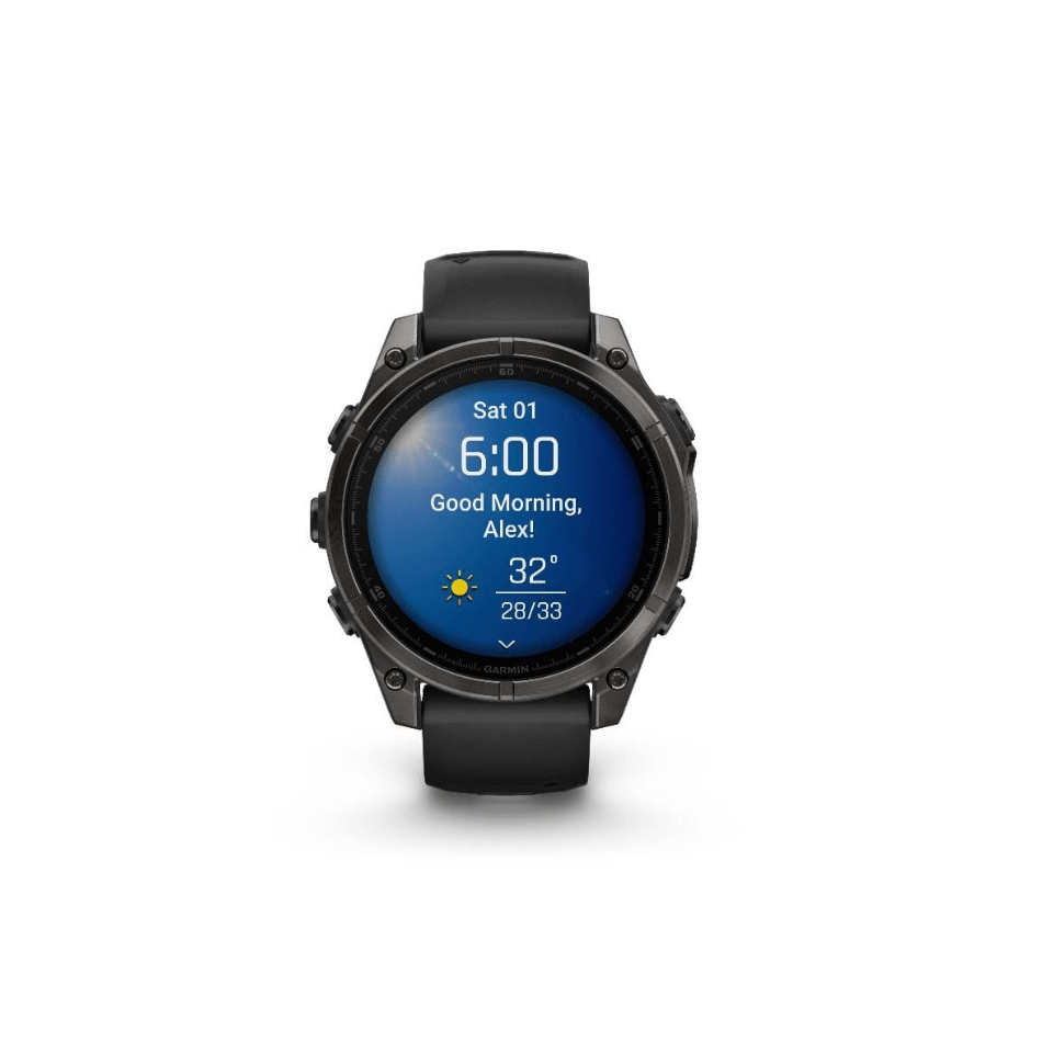 Garmin Electronics Garmin Fenix 8, 47mm, AMOLED, Sapphire, Carbon Grey Titanium and Black with Black and Pebble Grey Band - Up and Running