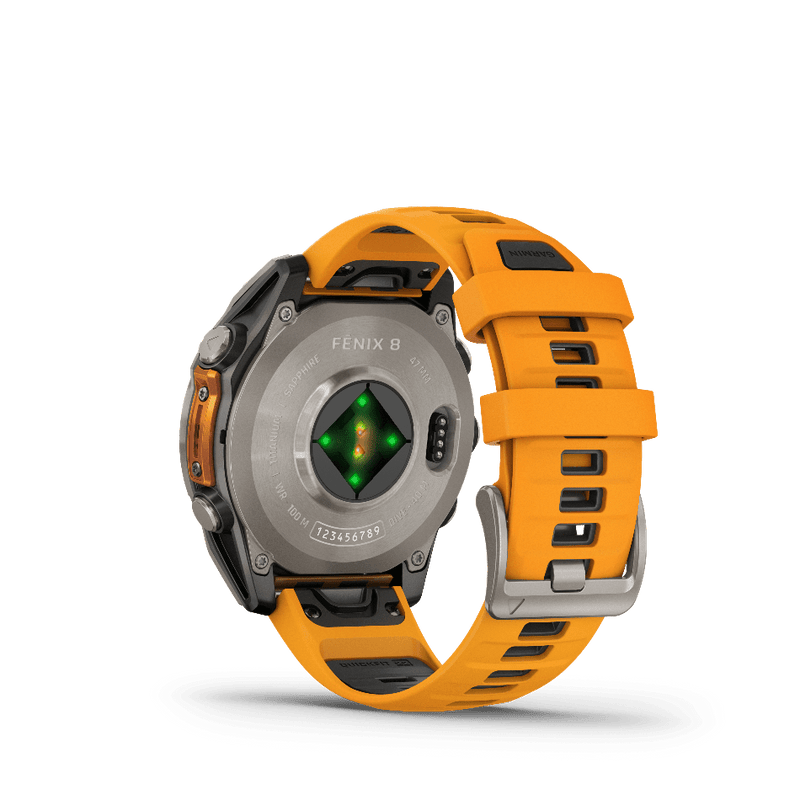 Garmin Electronics Garmin Fenix 8, 47mm, AMOLED, Sapphire, Titanium and Graphite with Spark Orange and Graphite Band - Up and Running