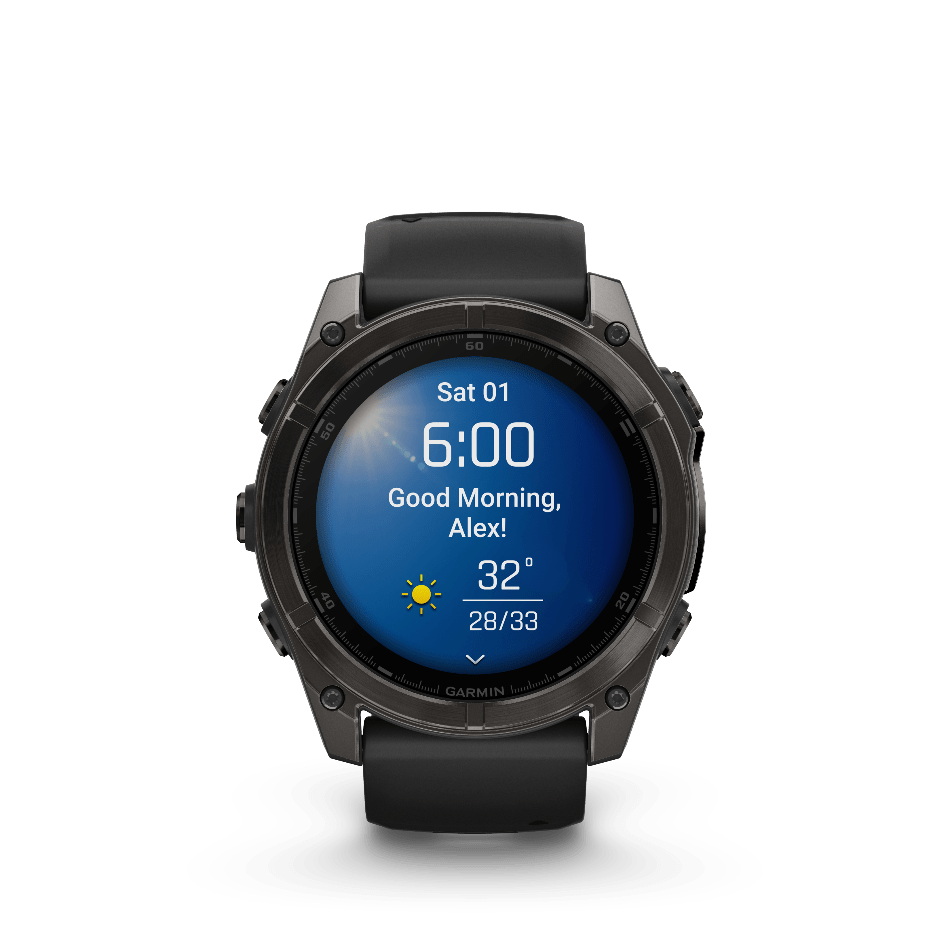 Garmin Electronics Garmin Fenix 8, 51mm, AMOLED, Sapphire, Carbon Grey Titanium and Black with Black and Pebble Grey Band - Up and Running