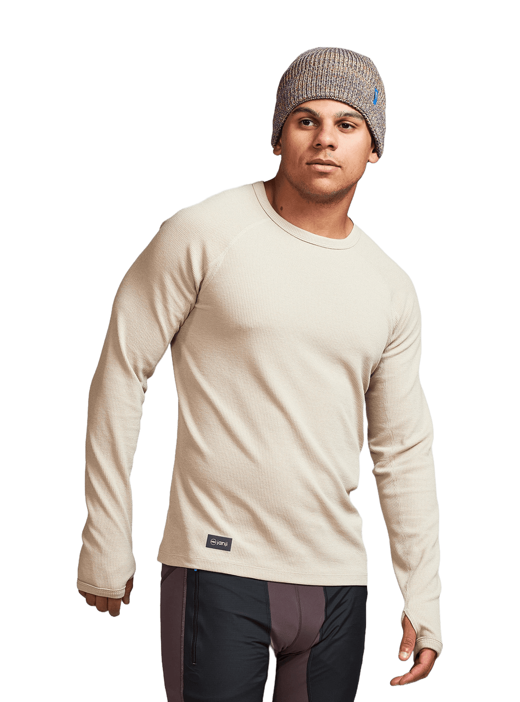 Janji Clothing Janji Men's Waffleloft Long Sleeve in Dune AW24 - Up and Running