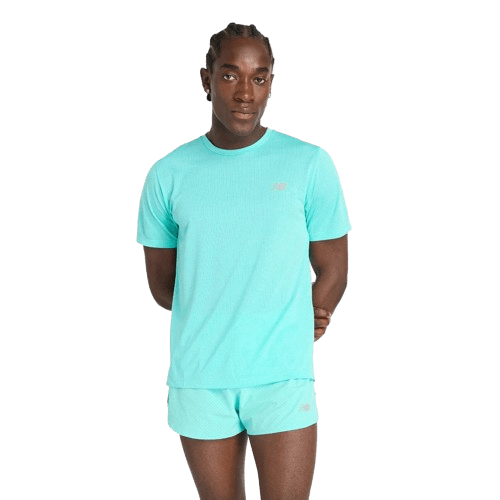 New Balance Clothing Men's New Balance Athletics T-shirt Turquoise AW24 - Up and Running