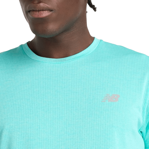 New Balance Clothing Men's New Balance Athletics T-shirt Turquoise AW24 - Up and Running