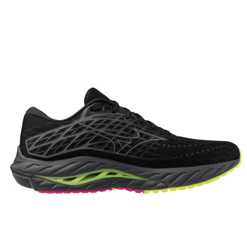 Mizuno Shoes Mizuno Wave Inspire 20 Women's Running Shoes in Black/Silver/Sunny Lime AW24 - Up and Running