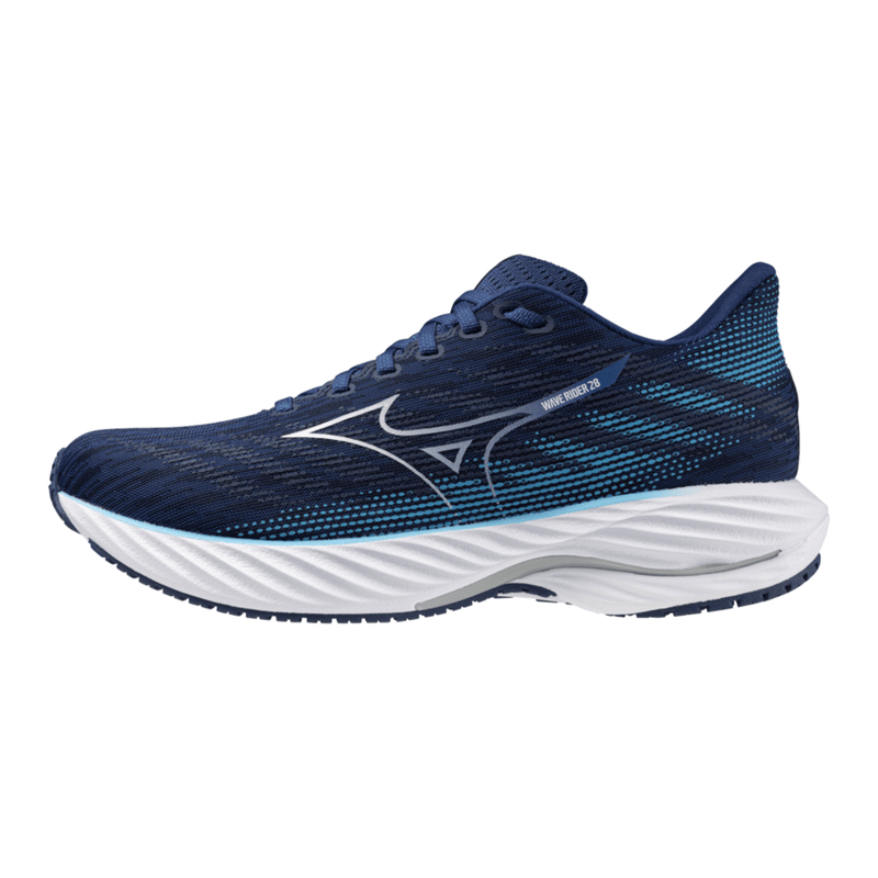 Mizuno Shoes Mizuno Wave Rider 28 Men's Running Shoes Estate Blue/White/River-Blue AW24 - Up and Running