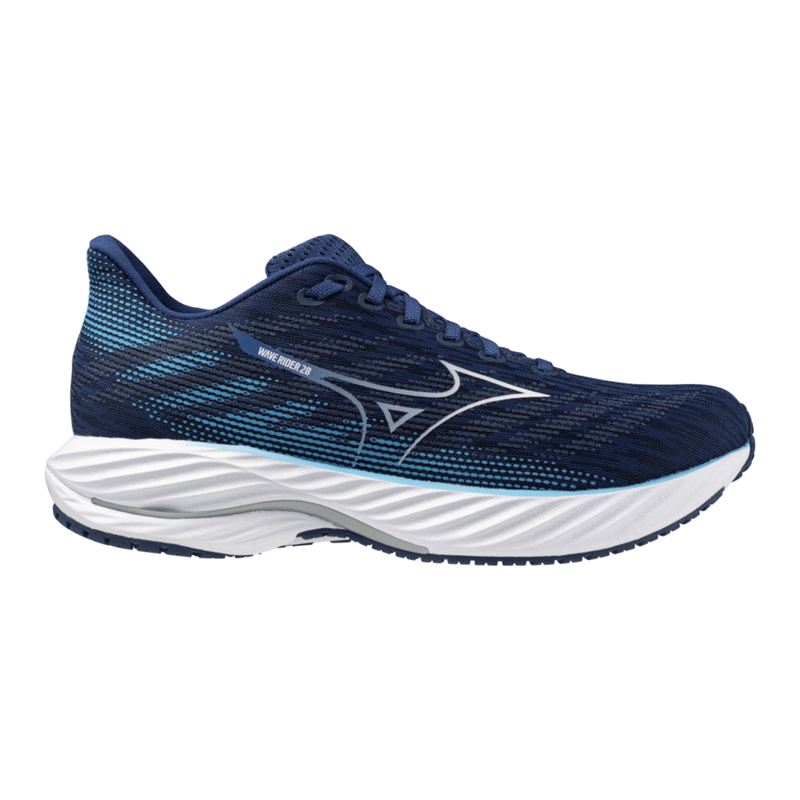 Mizuno Shoes Mizuno Wave Rider 28 Men's Running Shoes Estate Blue/White/River-Blue AW24 - Up and Running