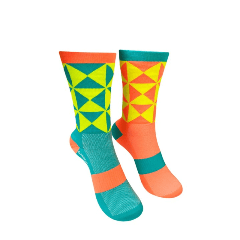 Monkey Sox Socks Monkey Sox Classic Geo Sport Socks in Orange/Blue - Up and Running