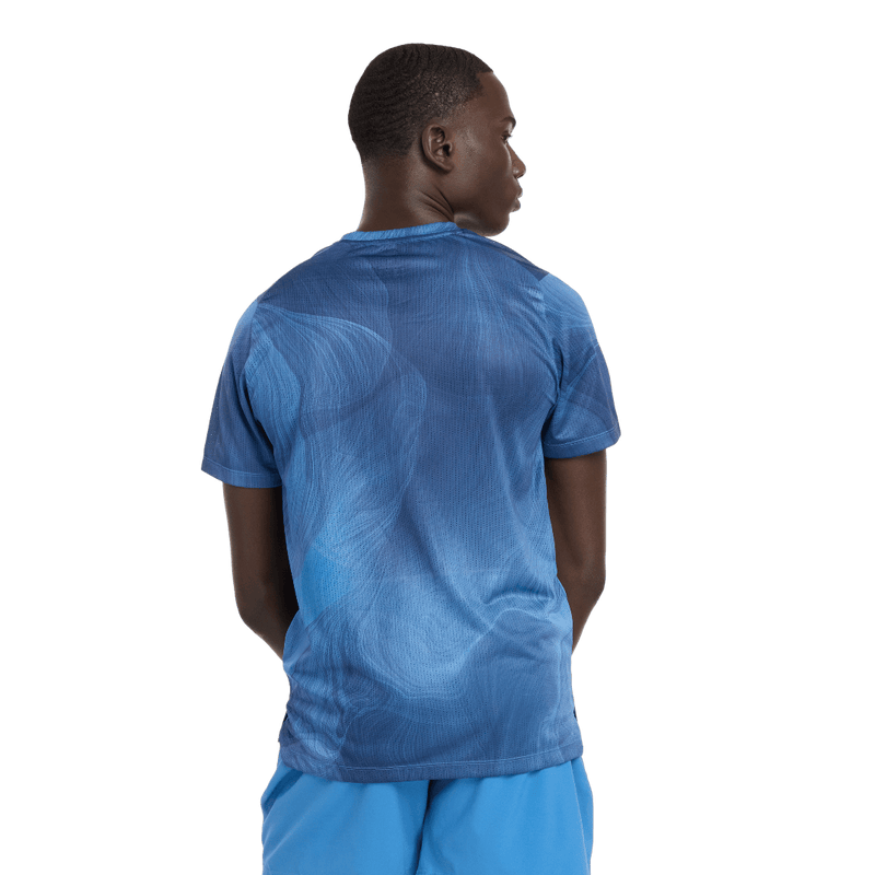 New Balance Clothing New Balance Men's Athletics Printed T-shirt in Blue Agate AW24 - Up and Running