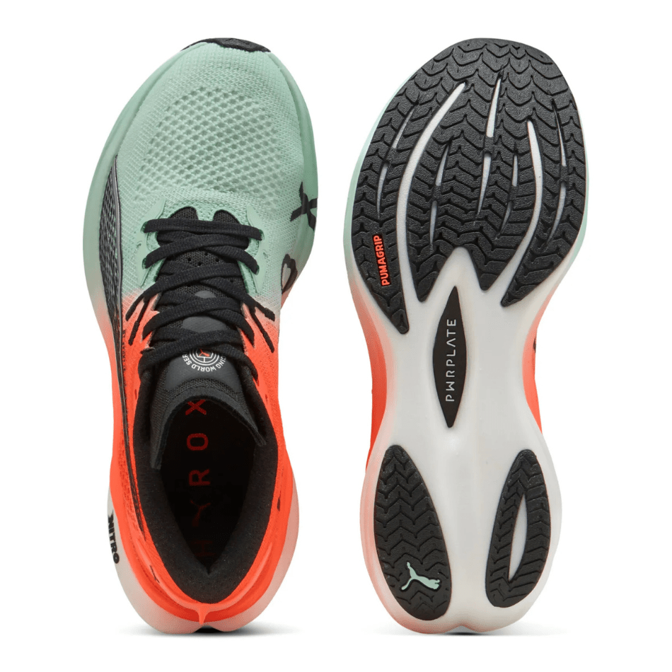PUMA Shoes Puma Women's Deviate Nitro 3 Hyrox Running Shoes in Mint Melt/Glowing Red AW25 - Up and Running