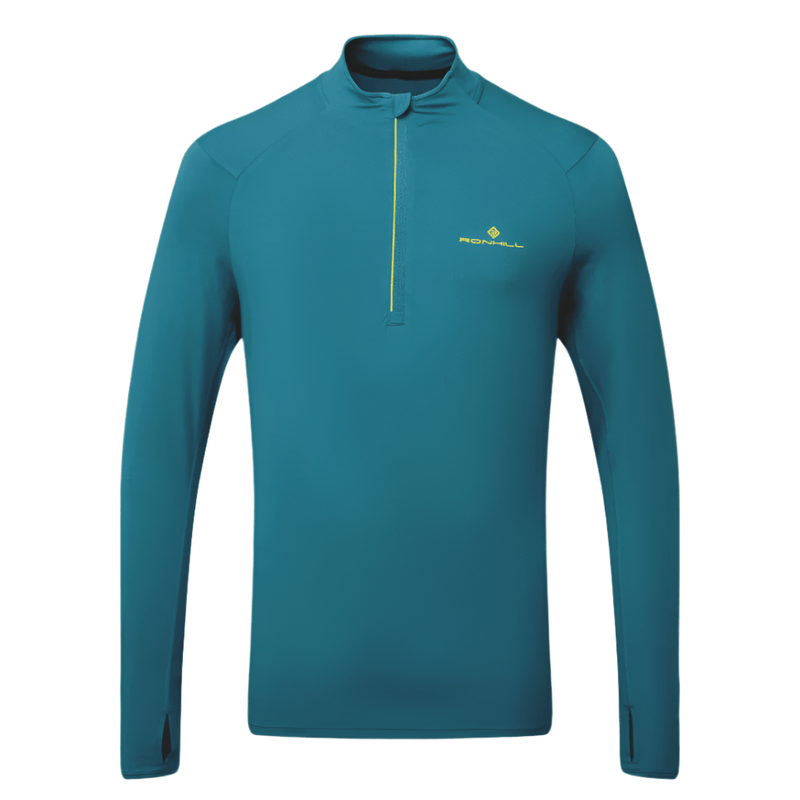 Ronhill Clothing Ronhill Men's Core Thermal 1/2 Zip Top in Deep Teal/Acid AW24 - Up and Running