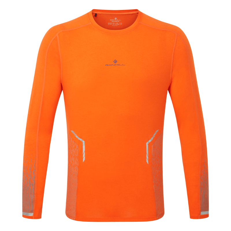 Ronhill Clothing Ronhill Men's Tech Reflect Long Sleeved Tee in Cardinal Orange/Reflect AW24 - Up and Running