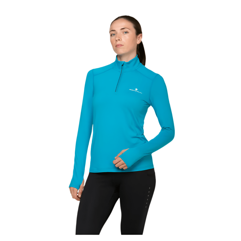 Ronhill Clothing Ronhill Women's Core Thermal 1/2 Zip in Azure/Bright White SS25 - Up and Running