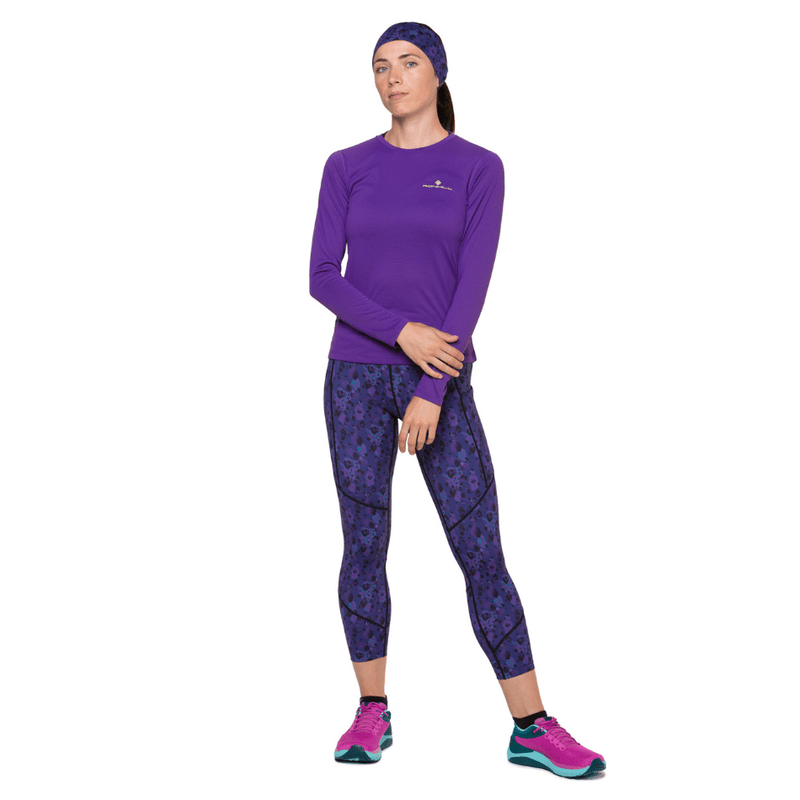 Ronhill Clothing Ronhill Women's Tech Crop Tight in Purple Leopard AW24 - Up and Running