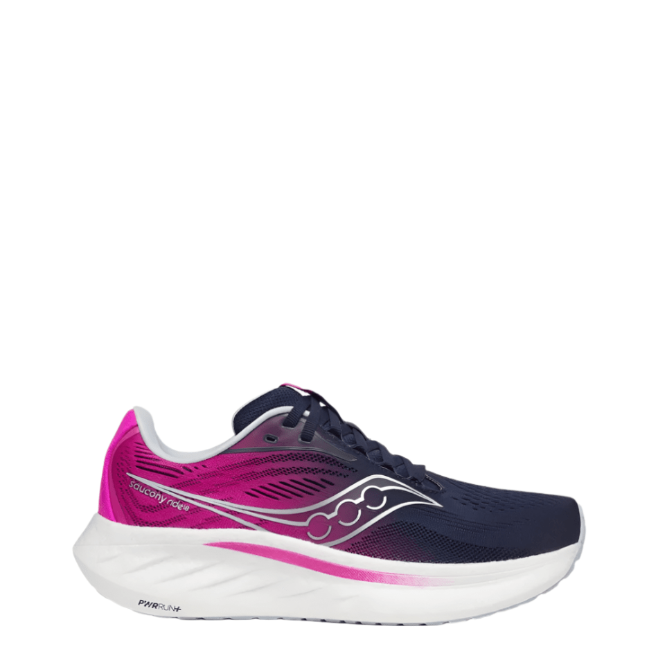Saucony Shoes Saucony Women's Ride 18 Running Shoes in Navy/Fuchsia SS25 - Up and Running