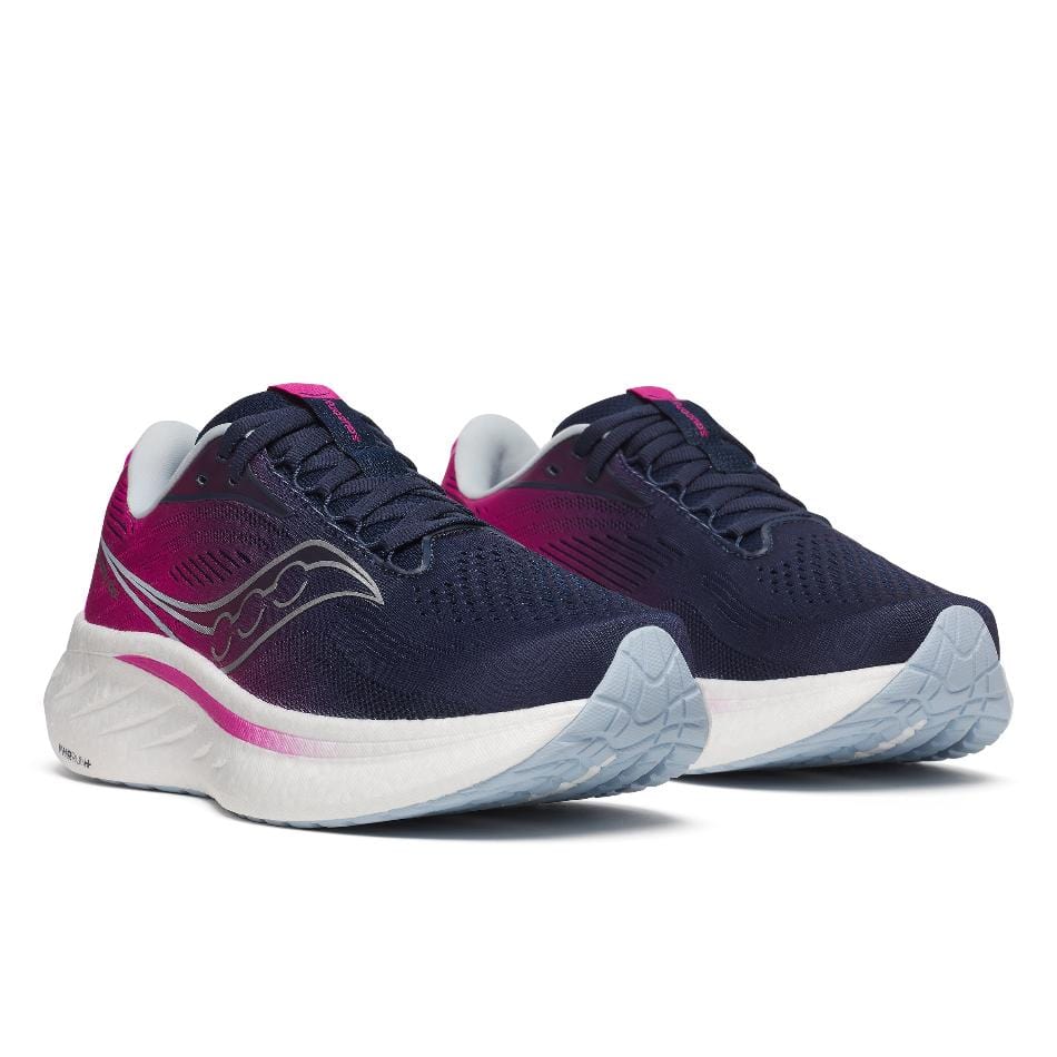 Saucony Shoes Saucony Women's Ride 18 Running Shoes in Navy/Fuchsia SS25 - Up and Running