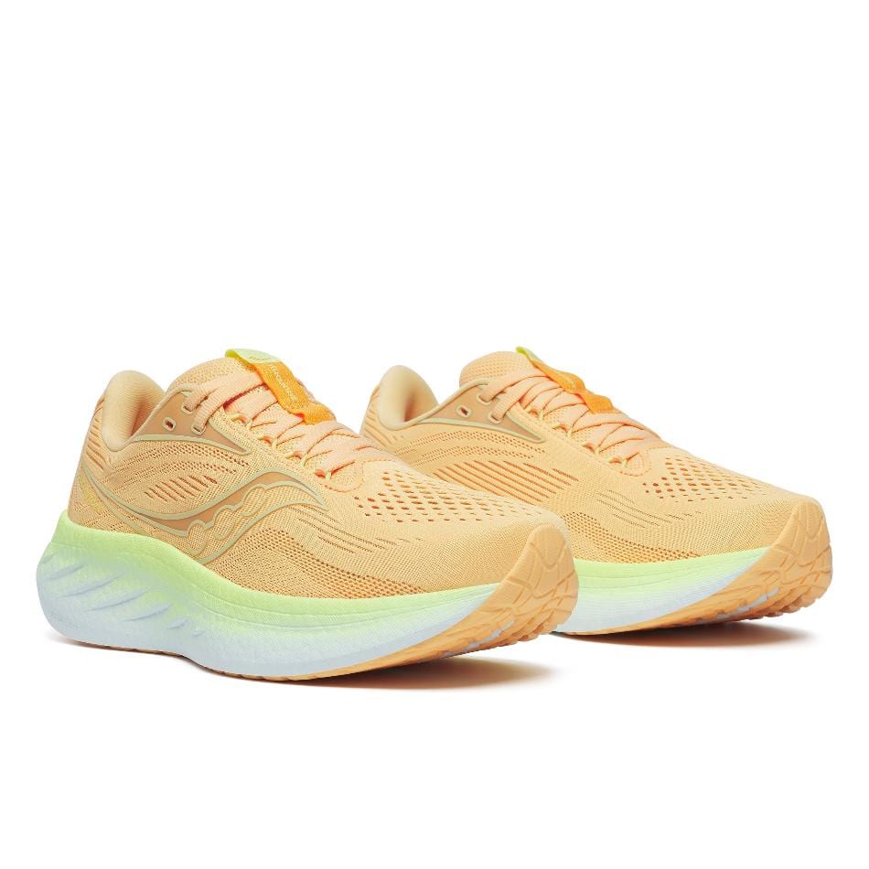 Saucony Shoes Saucony Women's Ride 18 Running Shoes in Peach/Sunny SS25 - Up and Running